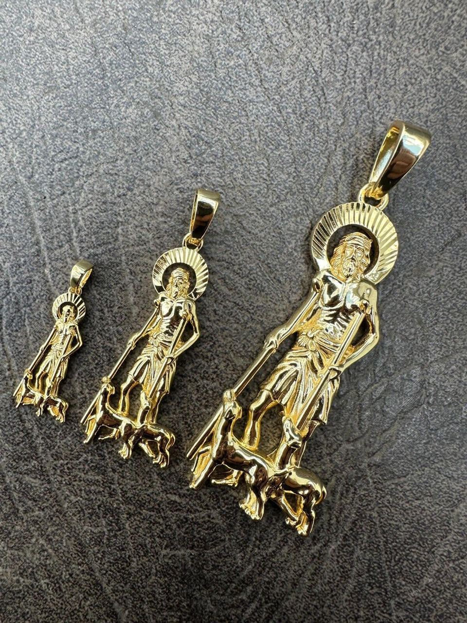 St Lazarus Plain Pendant - 14k Gold Vermeil 925 Silver - 3 Sizes 1.25"-3.25"