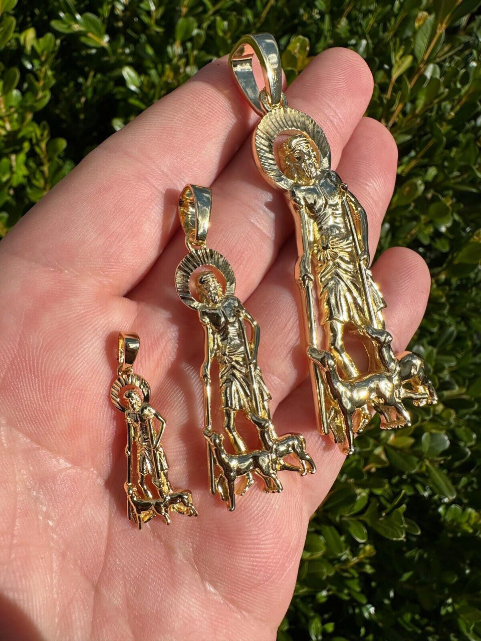 St Lazarus Plain Pendant - 14k Gold Vermeil 925 Silver - 3 Sizes 1.25"-3.25"