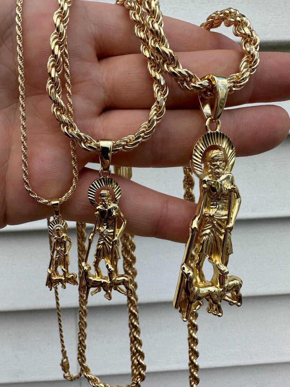 St Lazarus Plain Pendant - 14k Gold Vermeil 925 Silver - 3 Sizes 1.25"-3.25"