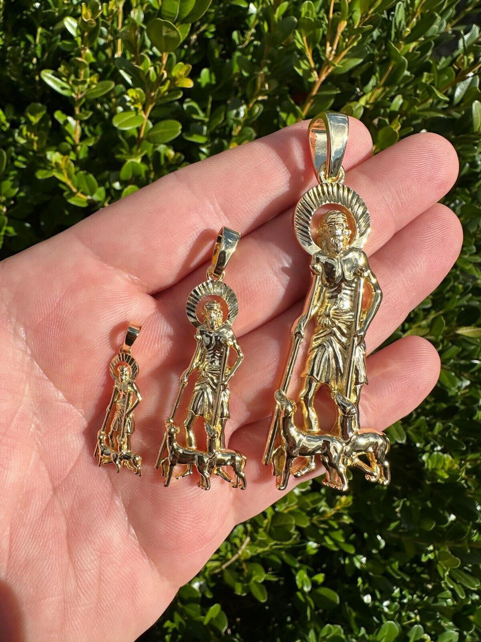 St Lazarus Plain Pendant - 14k Gold Vermeil 925 Silver - 3 Sizes 1.25"-3.25"