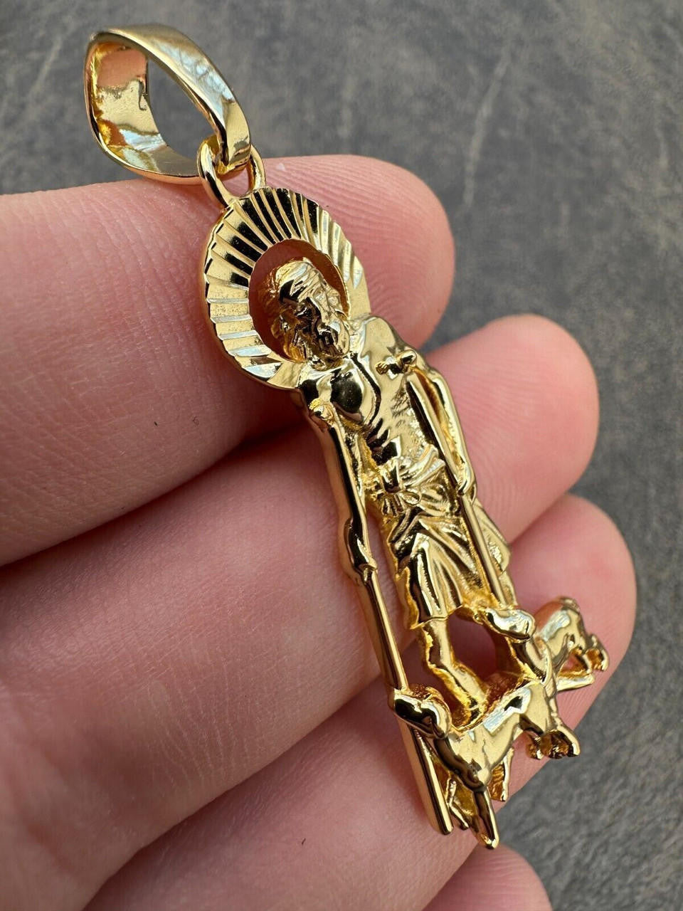 St Lazarus Plain Pendant - 14k Gold Vermeil 925 Silver - 3 Sizes 1.25"-3.25"