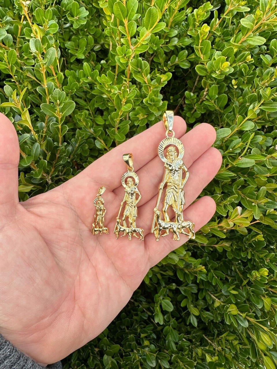 St Lazarus Plain Pendant - 14k Gold Vermeil 925 Silver - 3 Sizes 1.25"-3.25"