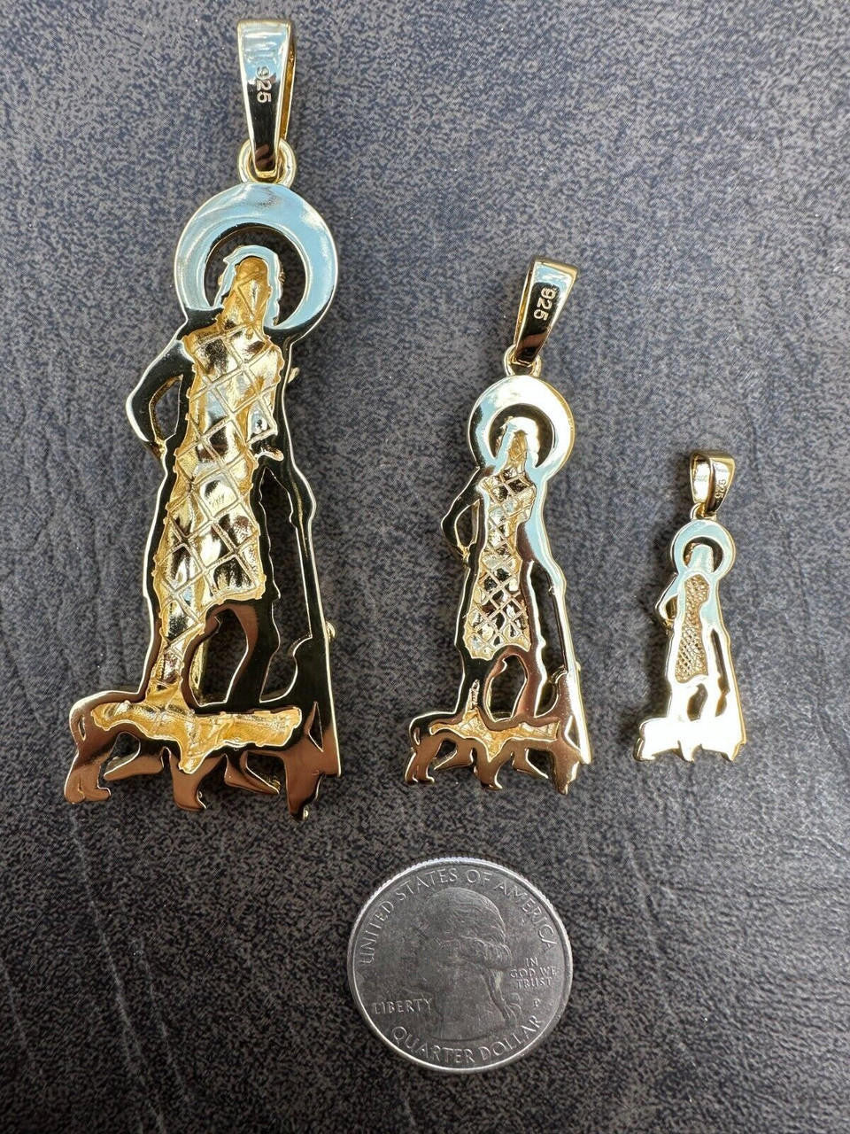 St Lazarus Plain Pendant - 14k Gold Vermeil 925 Silver - 3 Sizes 1.25"-3.25"