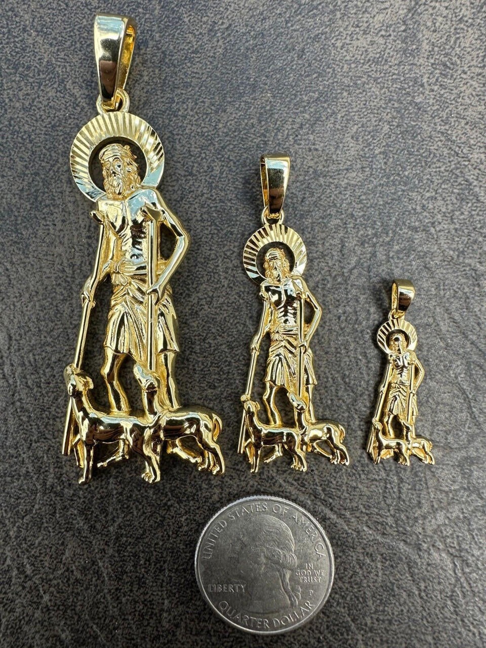 St Lazarus Plain Pendant - 14k Gold Vermeil 925 Silver - 3 Sizes 1.25"-3.25"