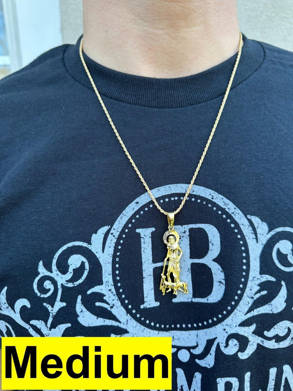 St Lazarus Plain Pendant - 14k Gold Vermeil 925 Silver - 3 Sizes 1.25"-3.25"