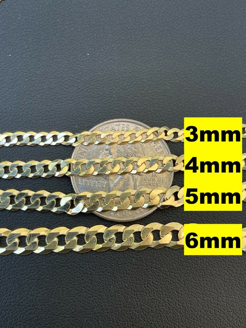 Flat Curb Cuban Chain Necklace - 14k Gold Vermeil 925 Sterling Silver - 16"-30" - 3mm-10.5mm