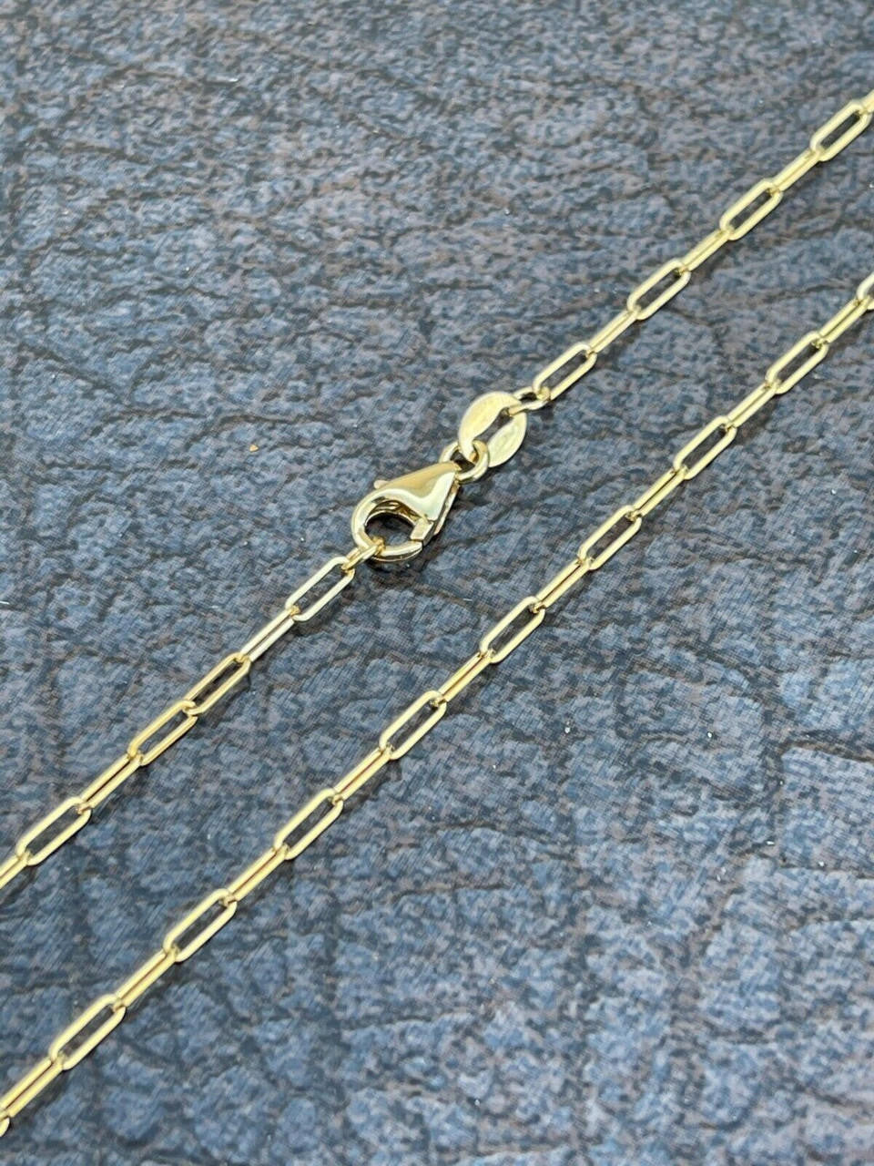 14k Solid Yellow Gold Paperclip Rolo Chain 1.5mm Necklace 16"-24" For Ladies