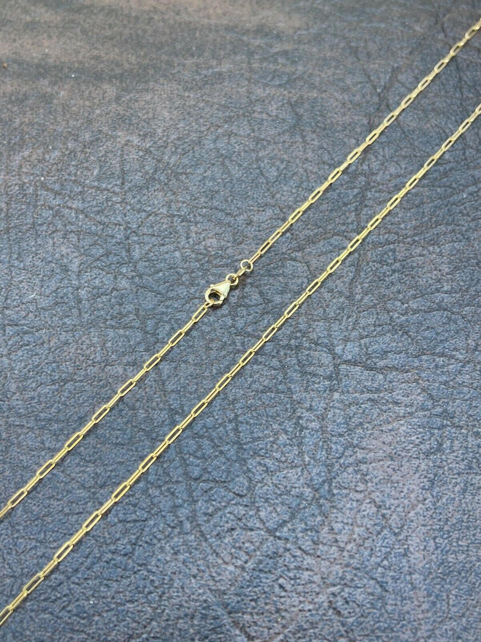 14k Solid Yellow Gold Paperclip Rolo Chain 1.5mm Necklace 16"-24" For Ladies