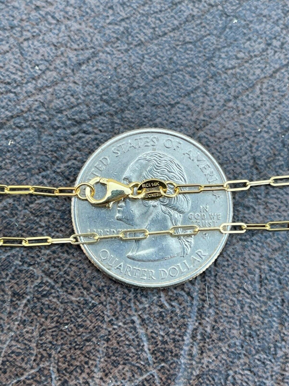14k Solid Yellow Gold Paperclip Rolo Chain 1.5mm Necklace 16"-24" For Ladies