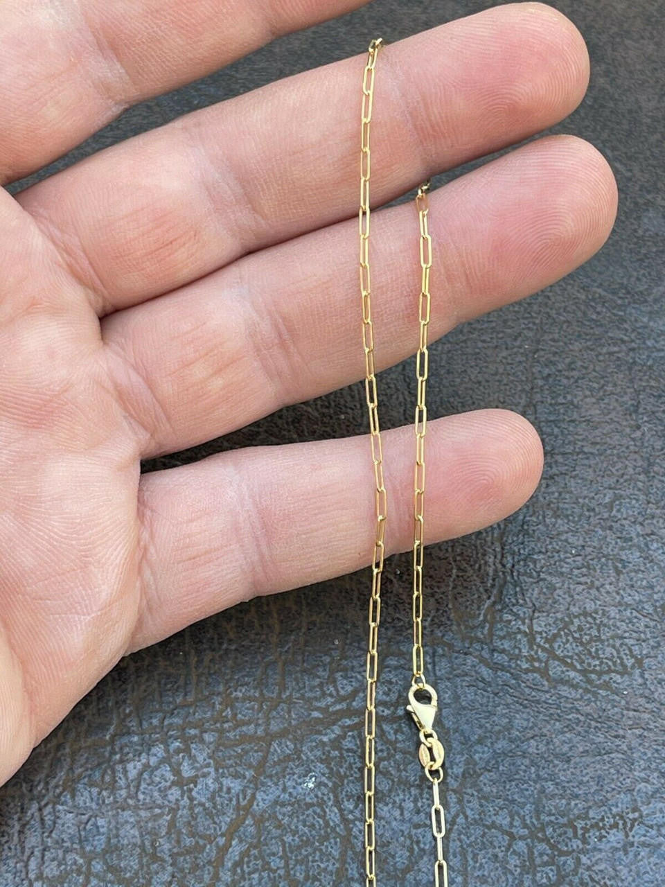14k Solid Yellow Gold Paperclip Rolo Chain 1.5mm Necklace 16"-24" For Ladies