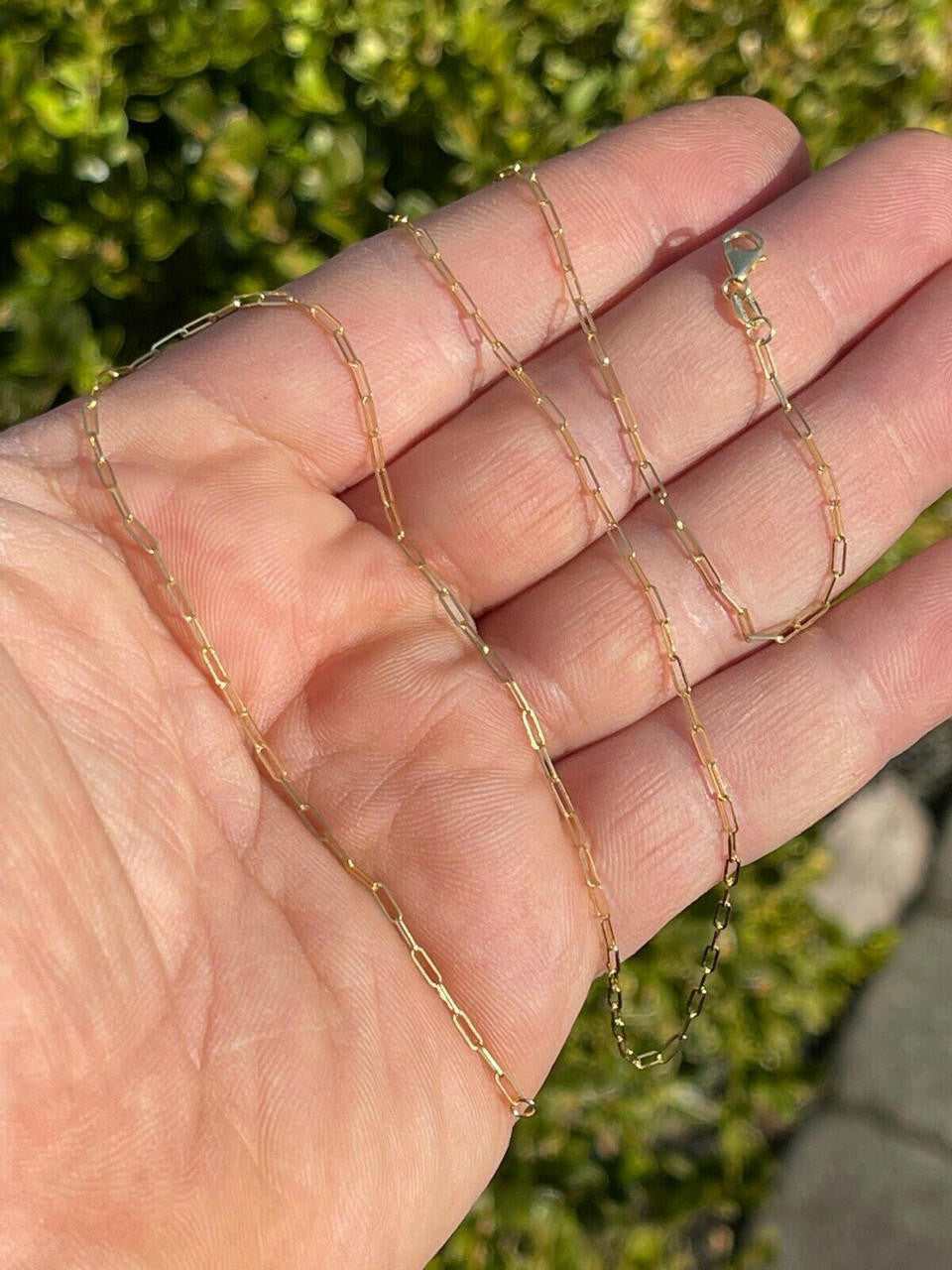 14k Solid Yellow Gold Paperclip Rolo Chain 1.5mm Necklace 16"-24" For Ladies