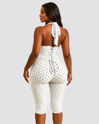 Conjunto Mono Capri de Lunares con Corsé Moldeador – Efecto Reloj de Arena