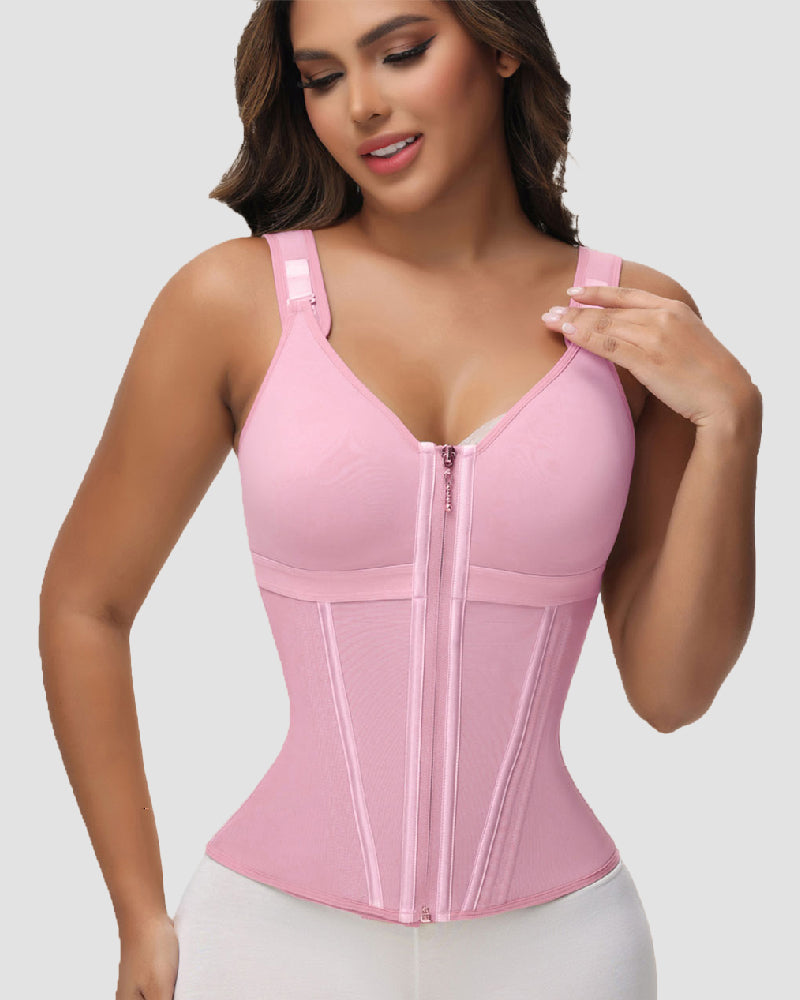 Faja Chaleco de Látex con Cremallera y Sujetador Integrado