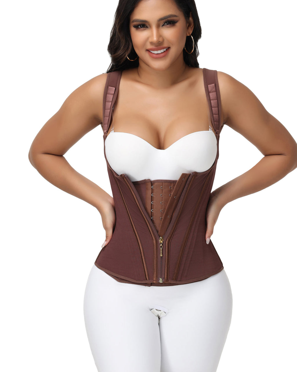 Faja Chaleco Reductora con Varillas de Acero y Tirantes Regulables