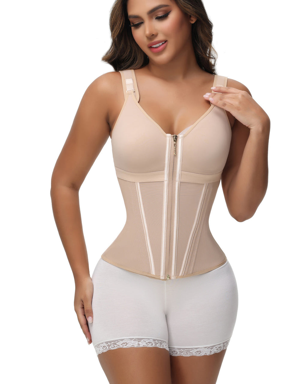 Faja Chaleco de Látex con Cremallera y Sujetador Integrado