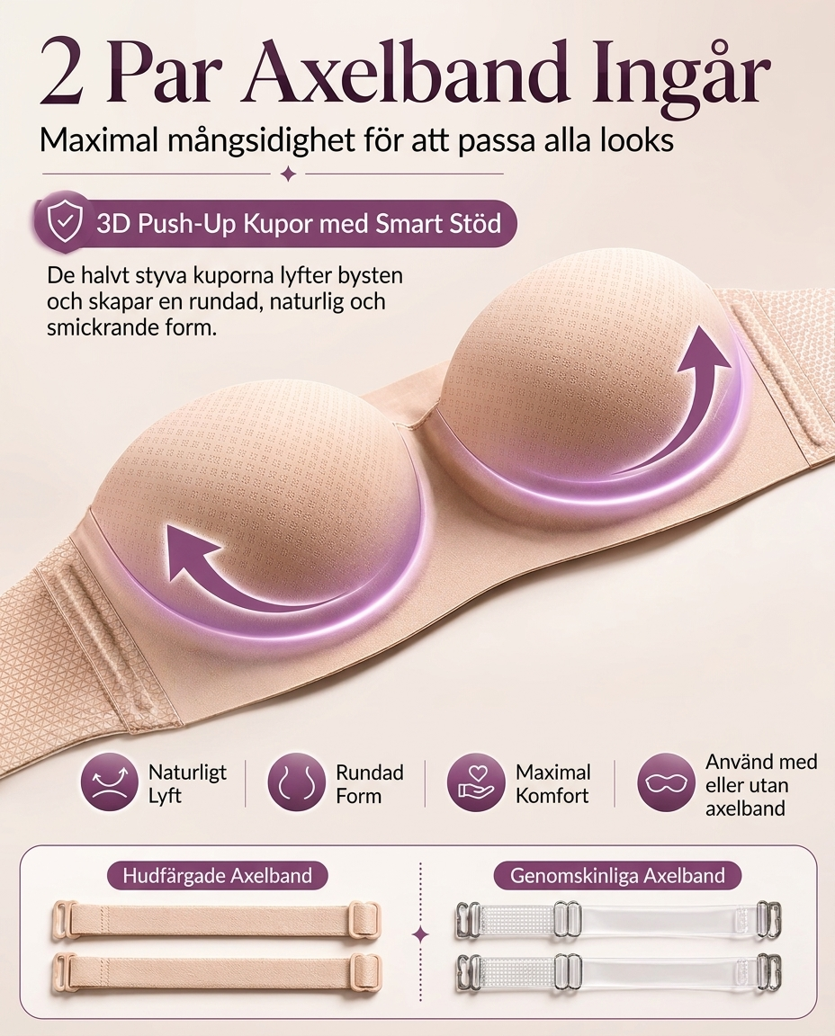 Osynlig push-up-bh – Trådlös & sömlös