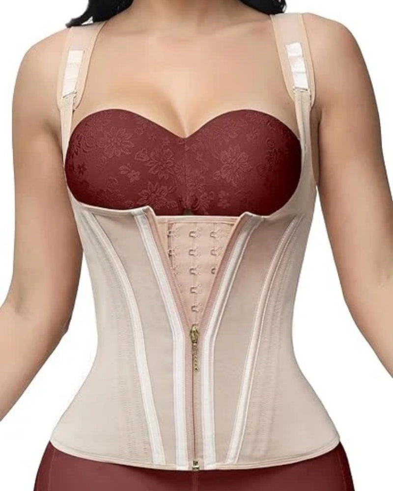 Faja Chaleco Reductora con Varillas de Acero y Tirantes Regulables