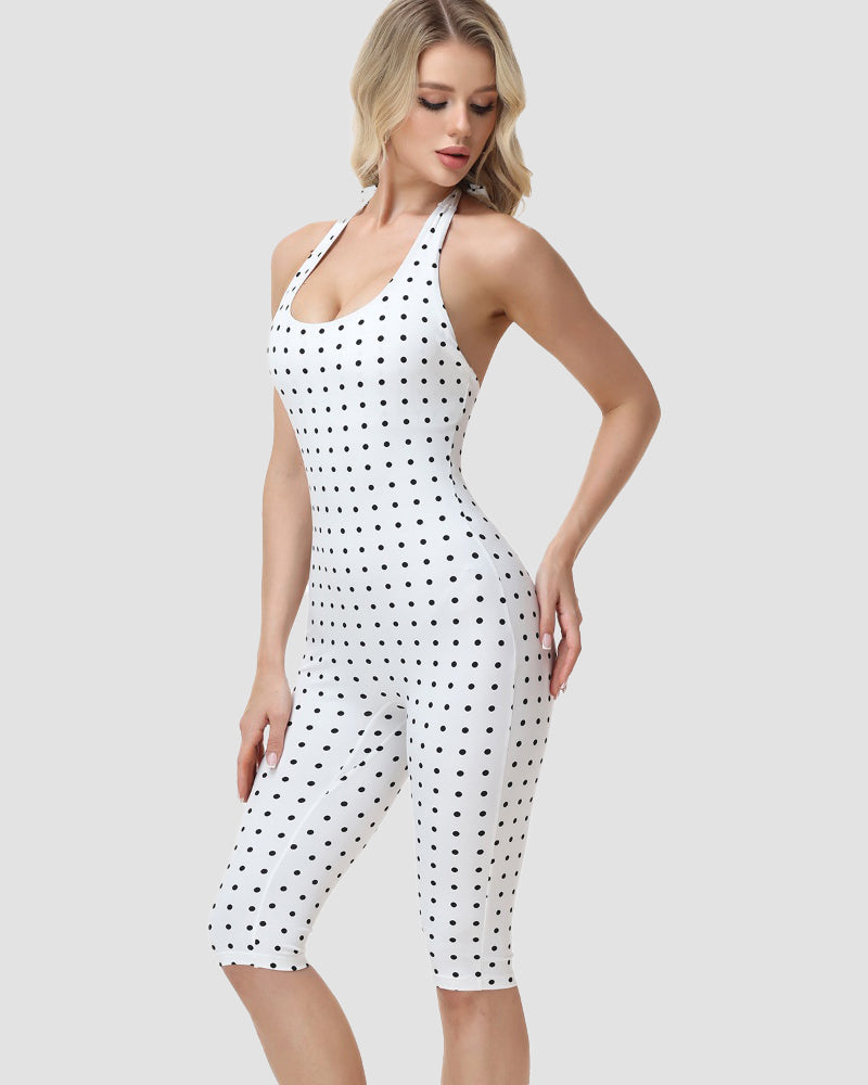 Conjunto Mono Capri de Lunares con Corsé Moldeador – Efecto Reloj de Arena