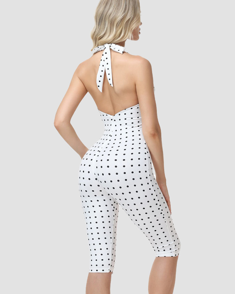 Conjunto Mono Capri de Lunares con Corsé Moldeador – Efecto Reloj de Arena