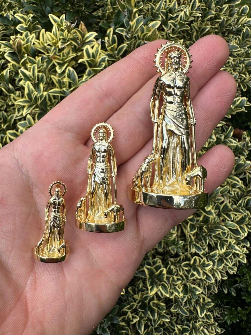 Saint Lazarus Plain San Lazaro Pendant - 14k Gold Vermeil 925 Silver - 3 Sizes 1.25"-2.5"