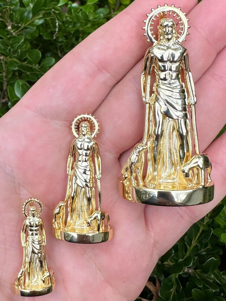 Saint Lazarus Plain San Lazaro Pendant - 14k Gold Vermeil 925 Silver - 3 Sizes 1.25"-2.5"