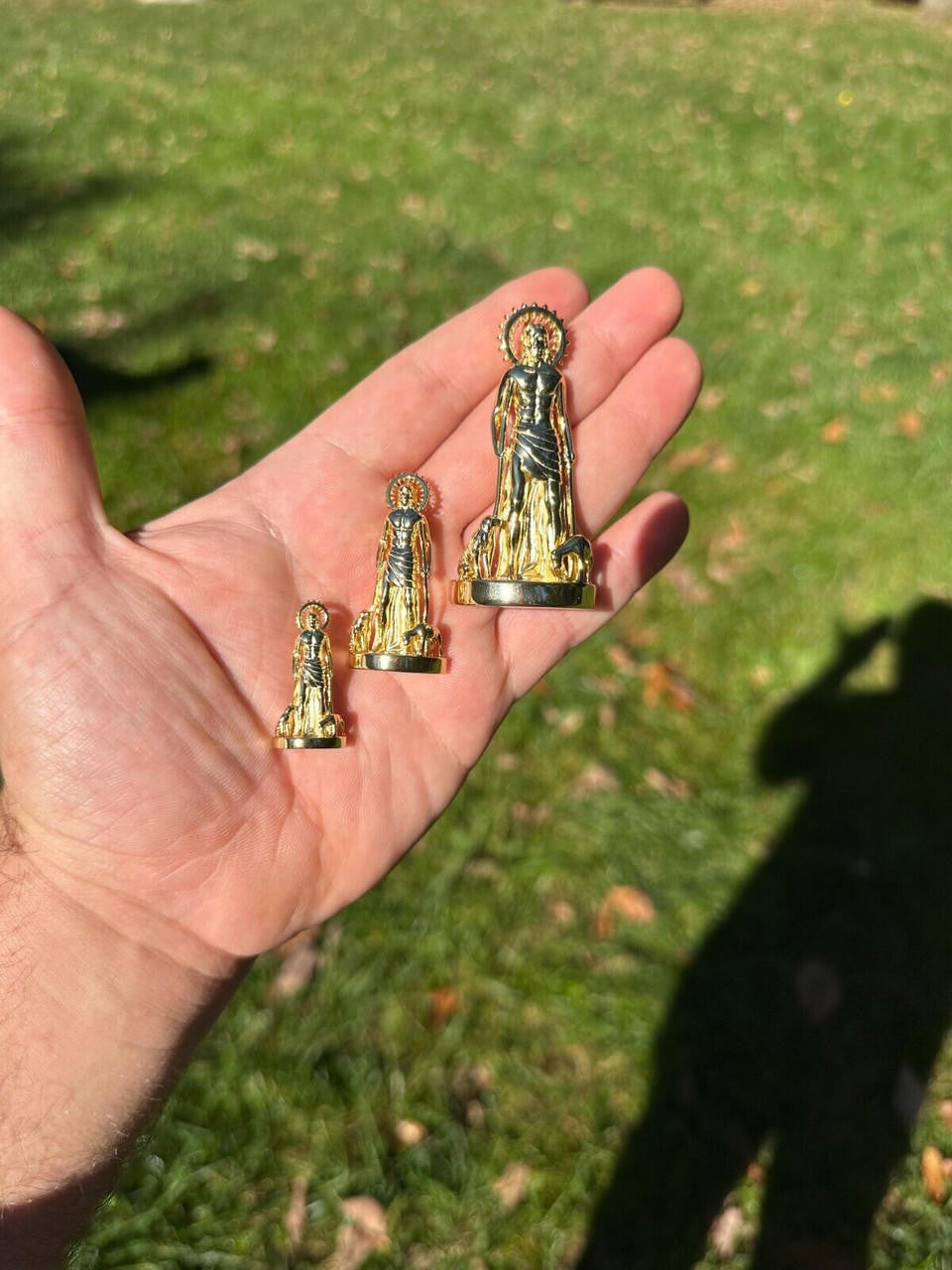 Saint Lazarus Plain San Lazaro Pendant - 14k Gold Vermeil 925 Silver - 3 Sizes 1.25"-2.5"