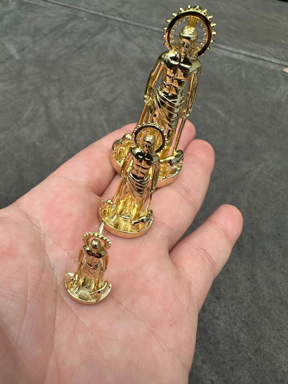 Saint Lazarus Plain San Lazaro Pendant - 14k Gold Vermeil 925 Silver - 3 Sizes 1.25"-2.5"