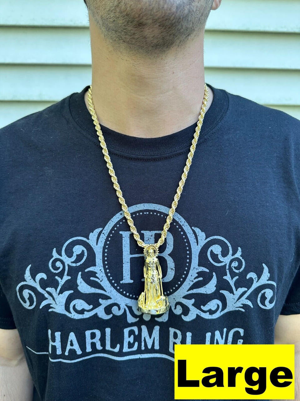 Saint Lazarus Plain San Lazaro Pendant - 14k Gold Vermeil 925 Silver - 3 Sizes 1.25"-2.5"