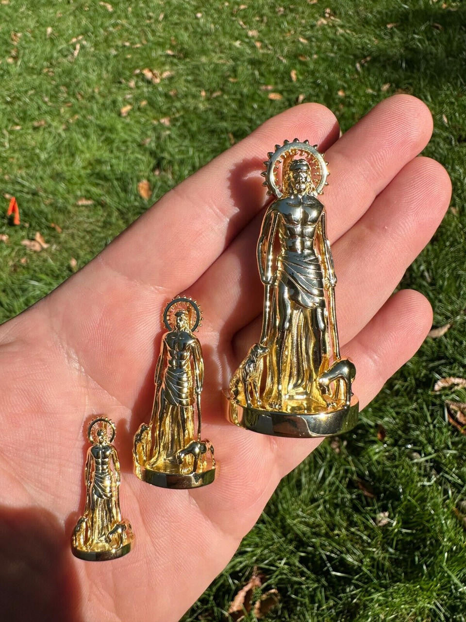Saint Lazarus Plain San Lazaro Pendant - 14k Gold Vermeil 925 Silver - 3 Sizes 1.25"-2.5"