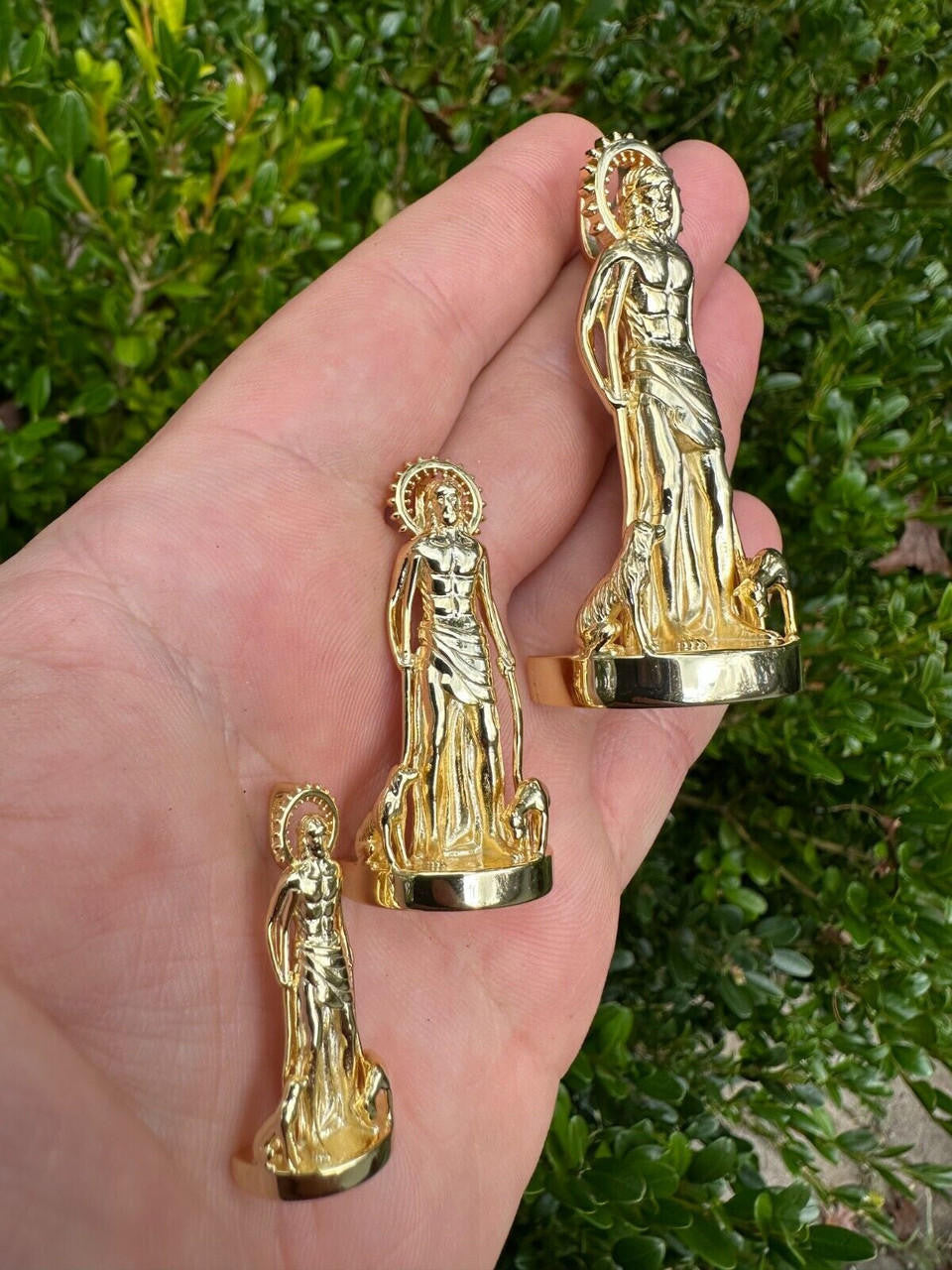 Saint Lazarus Plain San Lazaro Pendant - 14k Gold Vermeil 925 Silver - 3 Sizes 1.25"-2.5"