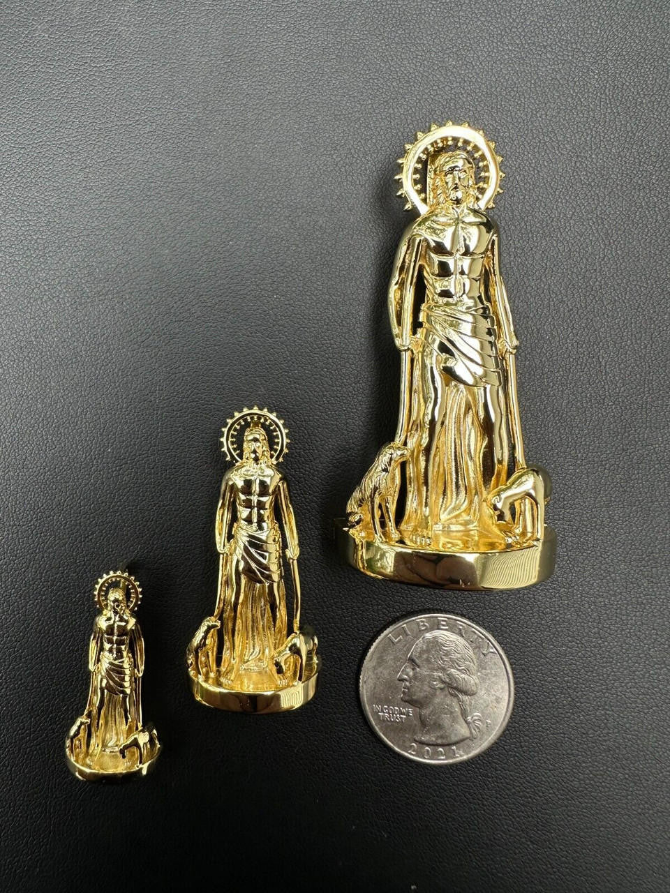 Saint Lazarus Plain San Lazaro Pendant - 14k Gold Vermeil 925 Silver - 3 Sizes 1.25"-2.5"