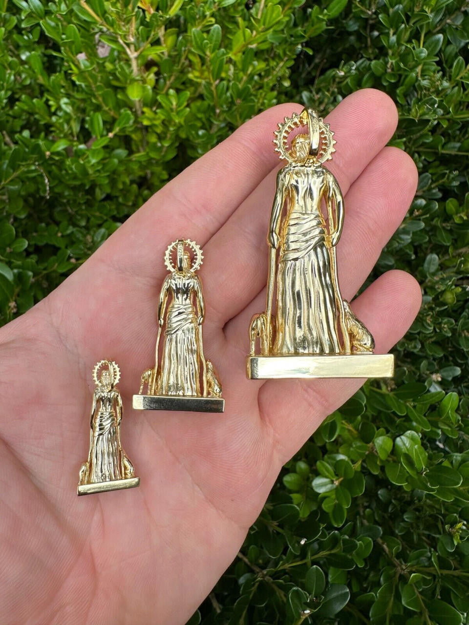 Saint Lazarus Plain San Lazaro Pendant - 14k Gold Vermeil 925 Silver - 3 Sizes 1.25"-2.5"