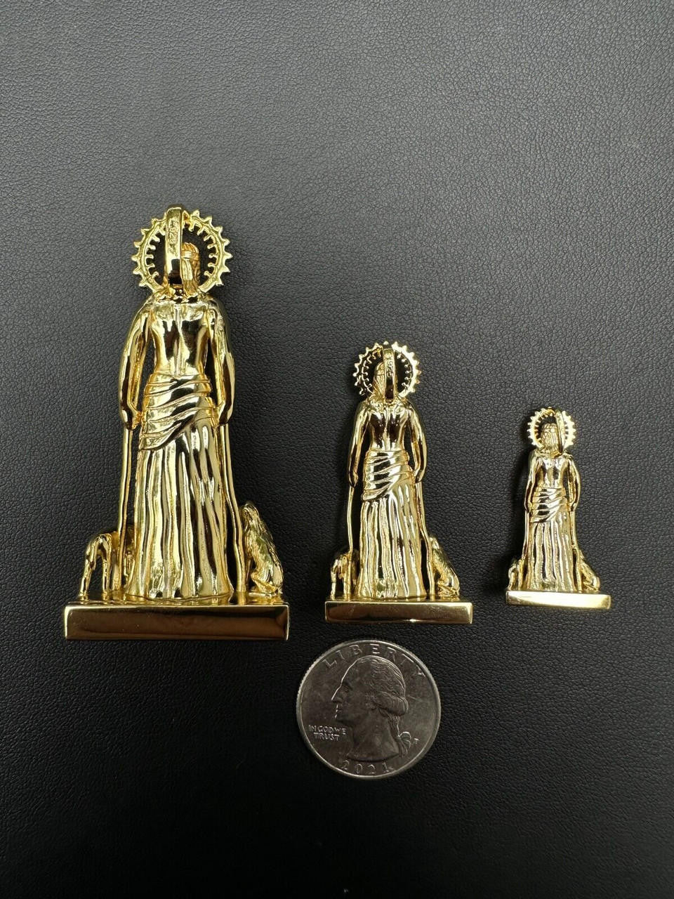 Saint Lazarus Plain San Lazaro Pendant - 14k Gold Vermeil 925 Silver - 3 Sizes 1.25"-2.5"