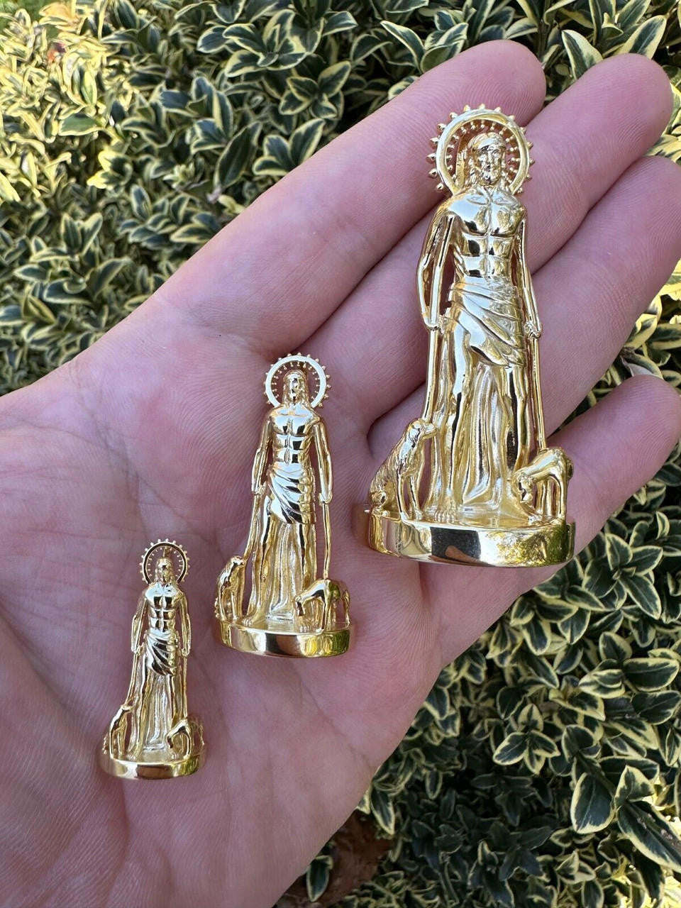 Saint Lazarus Plain San Lazaro Pendant - 14k Gold Vermeil 925 Silver - 3 Sizes 1.25"-2.5"