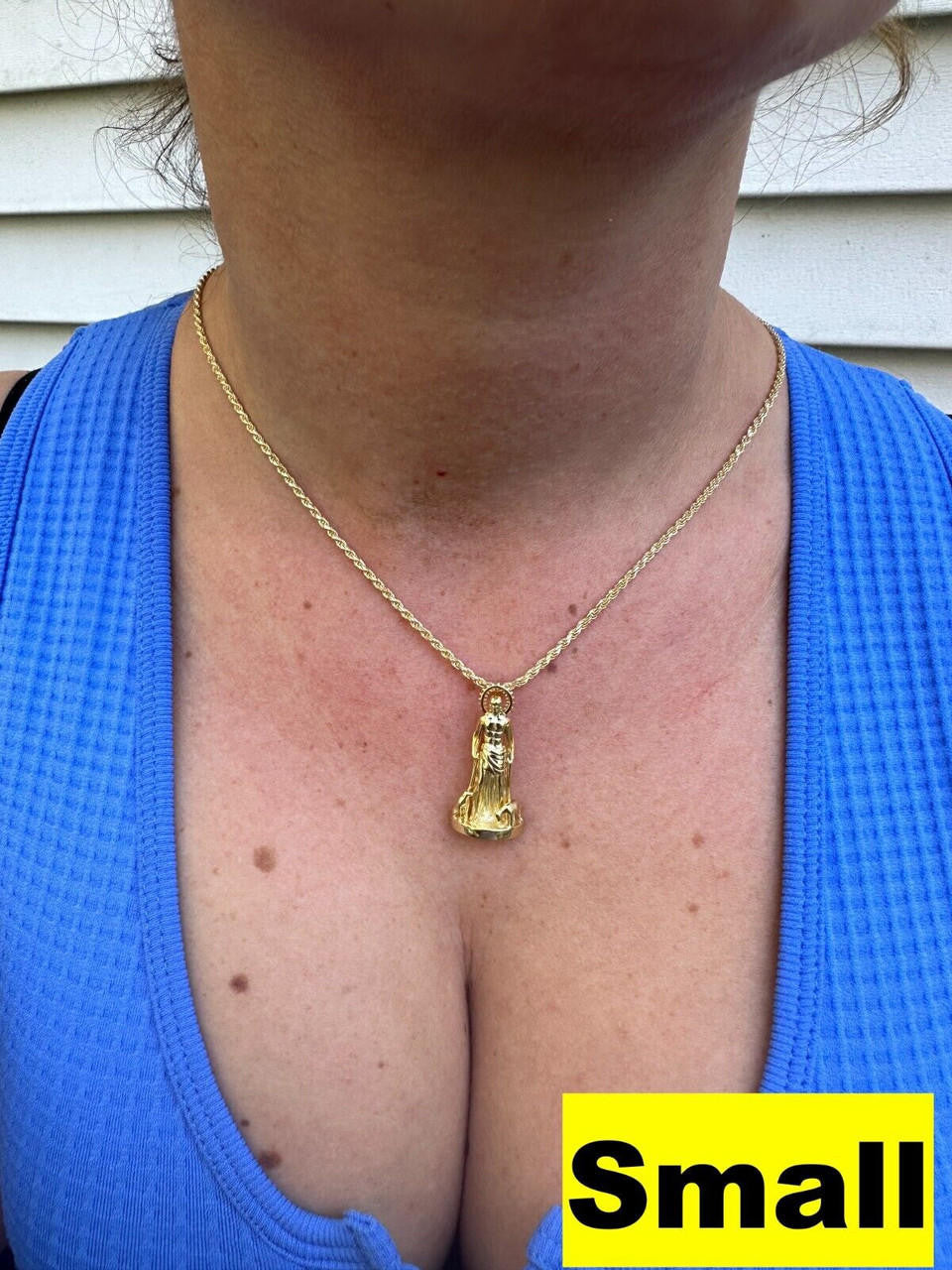 Saint Lazarus Plain San Lazaro Pendant - 14k Gold Vermeil 925 Silver - 3 Sizes 1.25"-2.5"