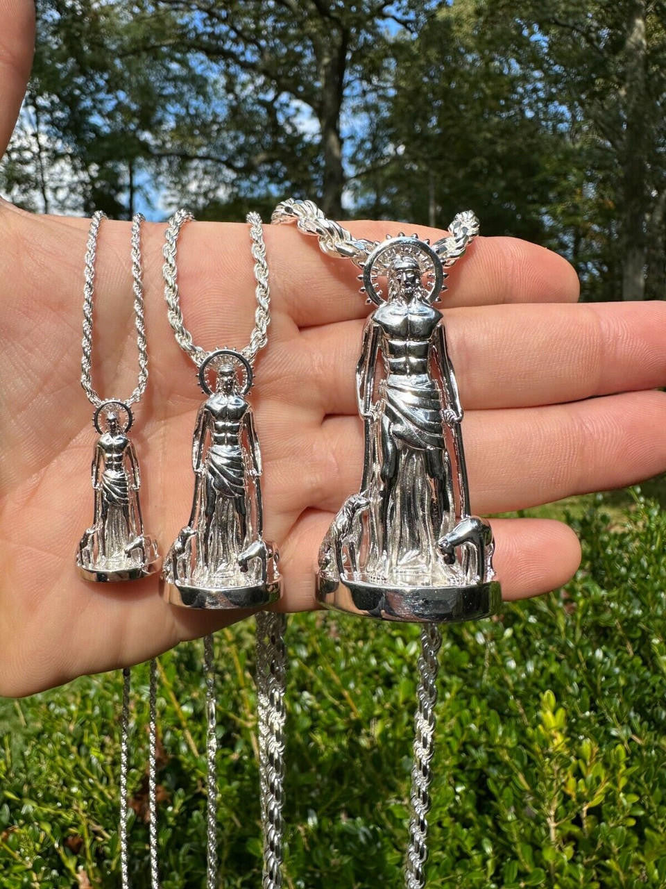 Saint Lazarus Plain San Lazaro Pendant - 925 Silver - 3 Sizes 1.25"-2.5"