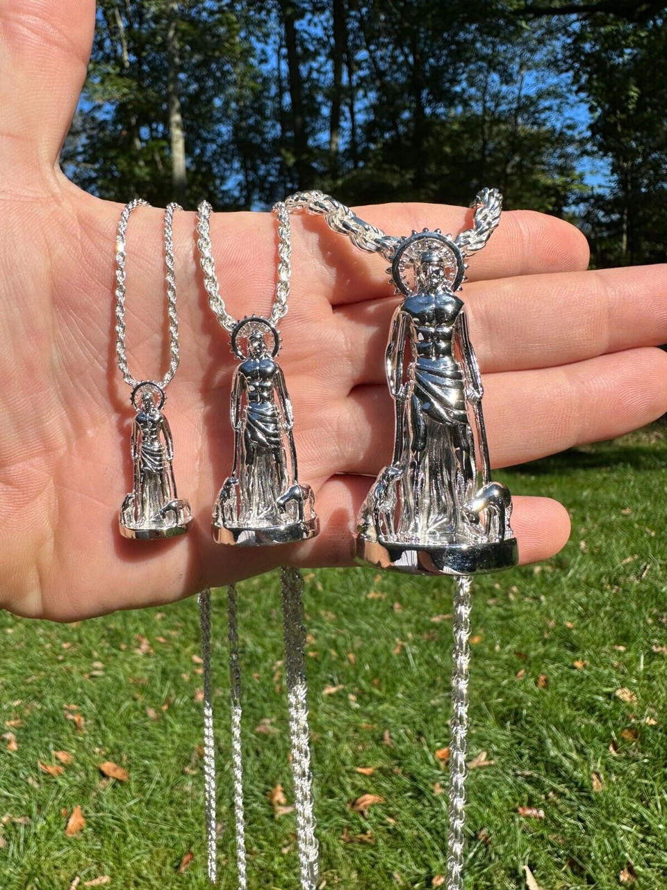 Saint Lazarus Plain San Lazaro Pendant - 925 Silver - 3 Sizes 1.25"-2.5"