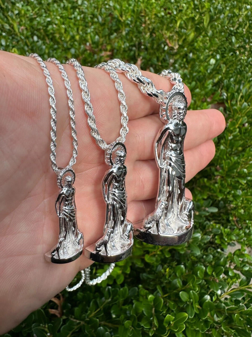Saint Lazarus Plain San Lazaro Pendant - 925 Silver - 3 Sizes 1.25"-2.5"