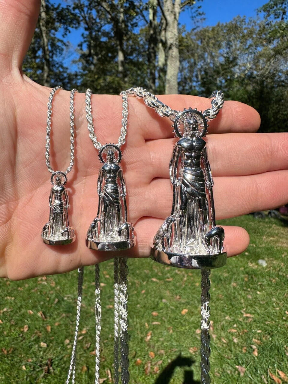Saint Lazarus Plain San Lazaro Pendant - 925 Silver - 3 Sizes 1.25"-2.5"