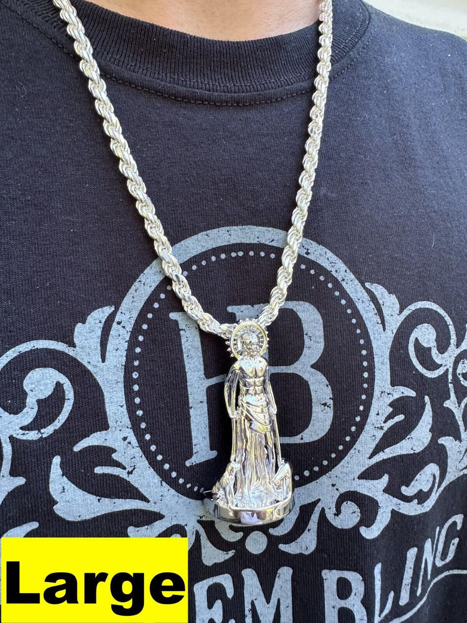 Saint Lazarus Plain San Lazaro Pendant - 925 Silver - 3 Sizes 1.25"-2.5"
