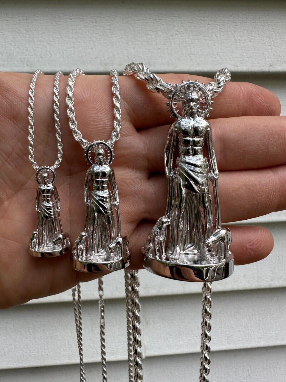 Saint Lazarus Plain San Lazaro Pendant - 925 Silver - 3 Sizes 1.25"-2.5"