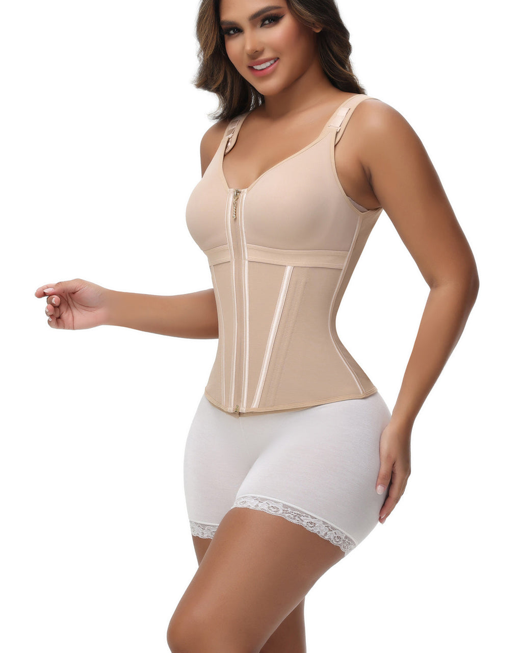 Faja Chaleco de Látex con Cremallera y Sujetador Integrado