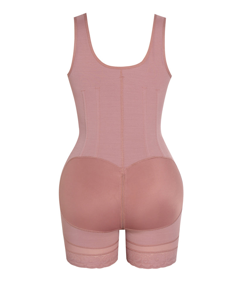 Faja Body con Cremallera Frontal y Pierna Media – Alta Compresión
