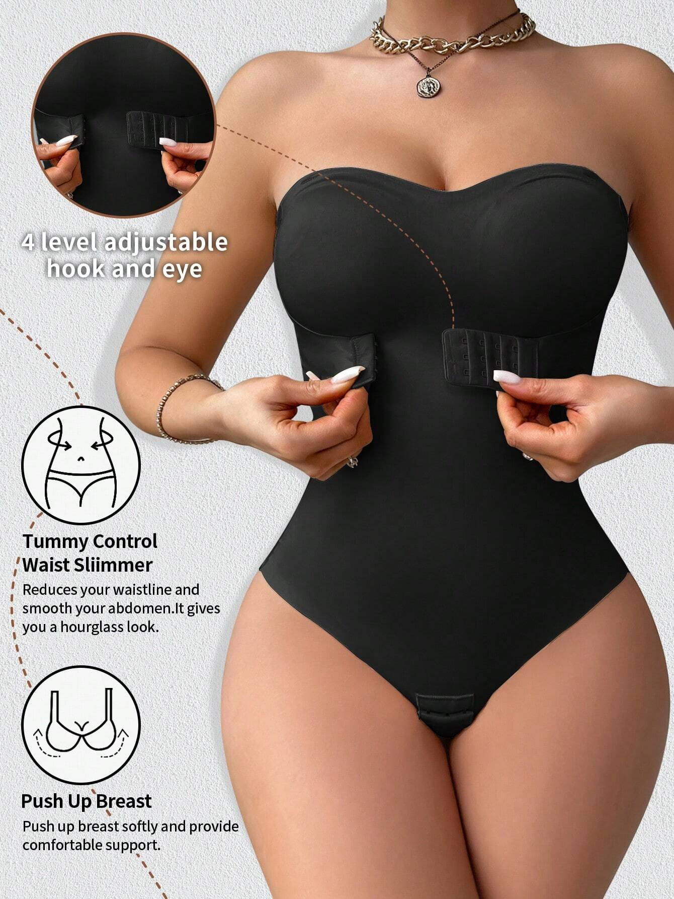 Body Faja Sin Tirantes Sin Costuras con Corte Tanga