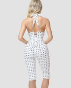 Conjunto Mono Capri de Lunares con Corsé Moldeador – Efecto Reloj de Arena
