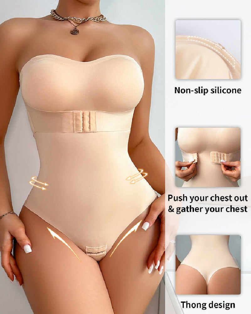 Body Faja Sin Tirantes Sin Costuras con Corte Tanga