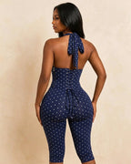 Conjunto Mono Capri de Lunares con Corsé Moldeador – Efecto Reloj de Arena