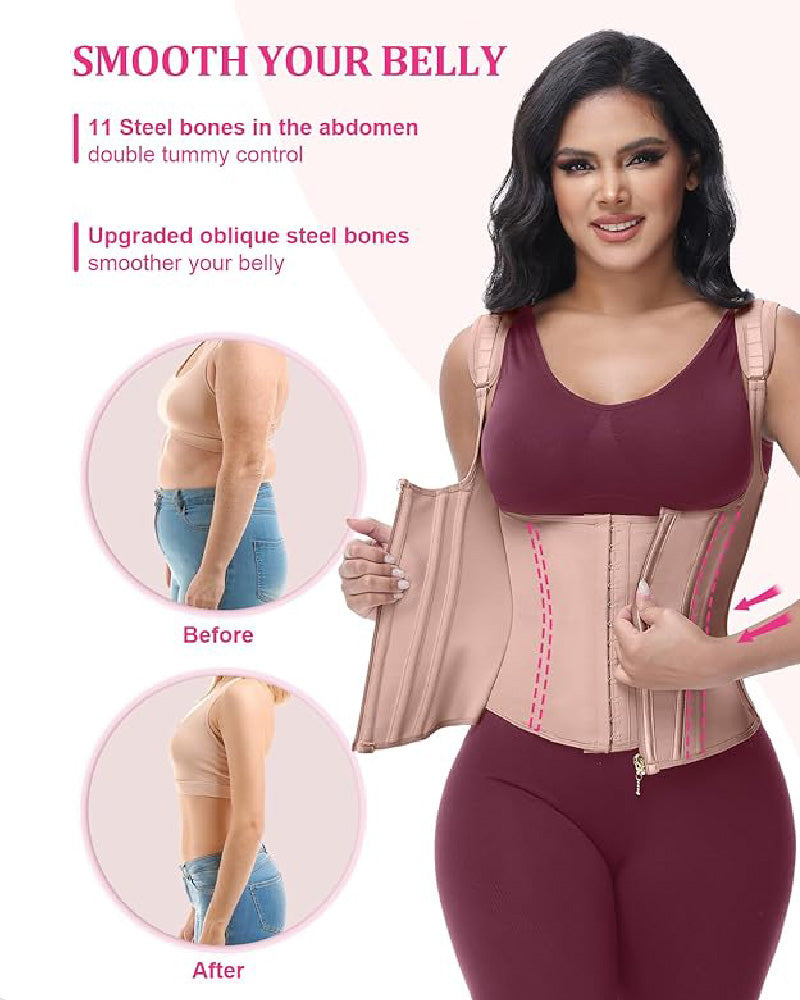 Faja Chaleco Reductora con Varillas de Acero y Tirantes Regulables