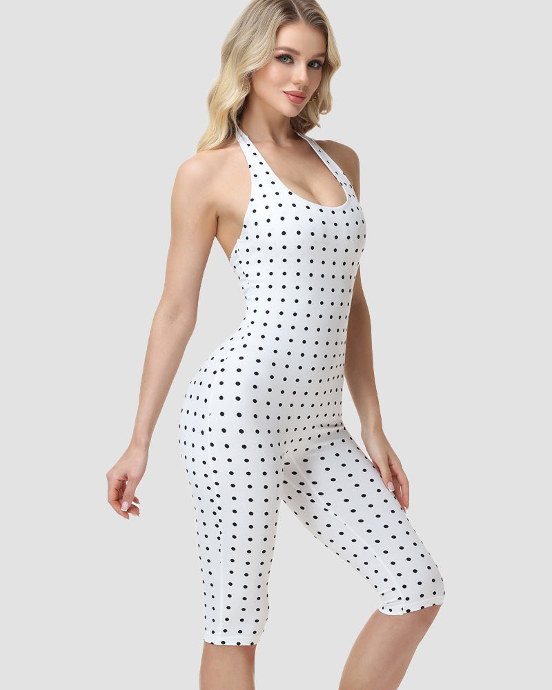 Conjunto Mono Capri de Lunares con Corsé Moldeador – Efecto Reloj de Arena