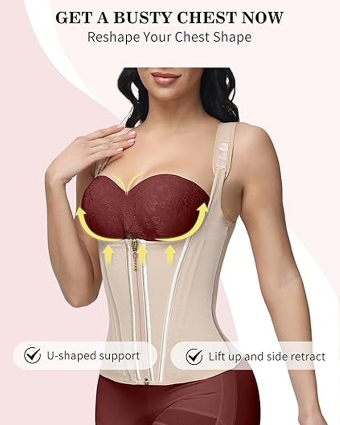 Faja Chaleco Reductora con Varillas de Acero y Tirantes Regulables